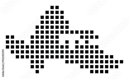 Symbol Map of the City Norrkoeping (Sweden) showing the city with a pattern of just a few black squares