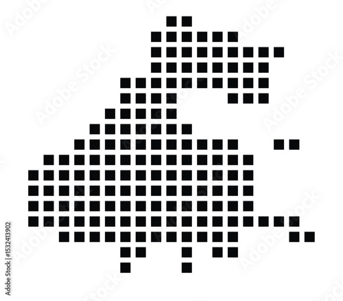 Symbol Map of the City Presov (Slovakia) showing the city with a pattern of just a few black squares