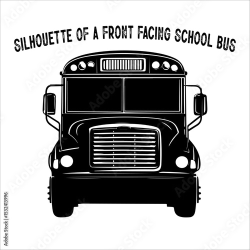 Front View Silhouette of Classic School Bus Illustration.