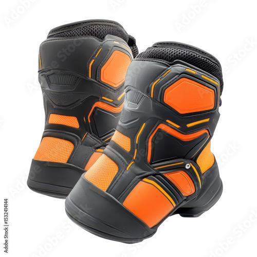 Knee Pads, A set of heavyduty knee pads fitted to a construction workers knees to provide protection when working on hard surfaces, isolated on transparent backgroun
