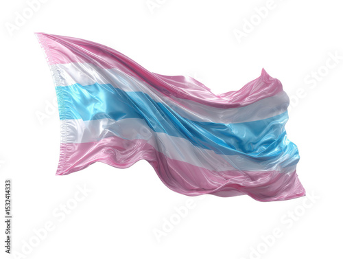 Transgender Flag Flowing: The transgender pride flag flutters gracefully in the wind, its pastel pink, blue, and stripes symbolize diversity, inclusion, and support.