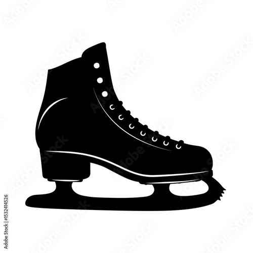 Silhouette of a single ice skate on a white background