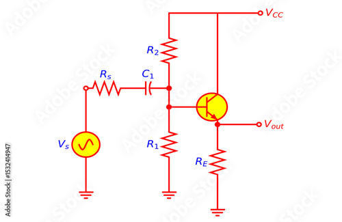 Transistor Amplifier circuit illustration For various educational projects 