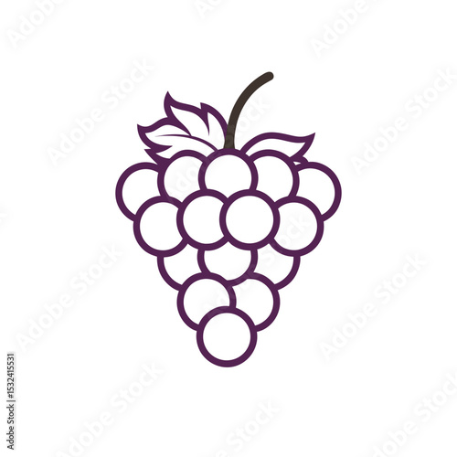 Fruit outline Series – Grapes Vector Icon