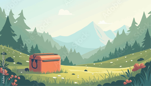 Picnic Cooler in Mountain Landscape