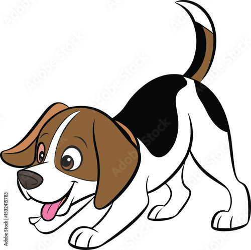 A cute cartoon-style Beagle dog with big brown eyes and floppy ears