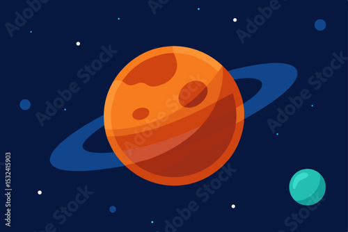Celestial Sphere A Vibrant Illustration of a Martian-like Planet with Rings
