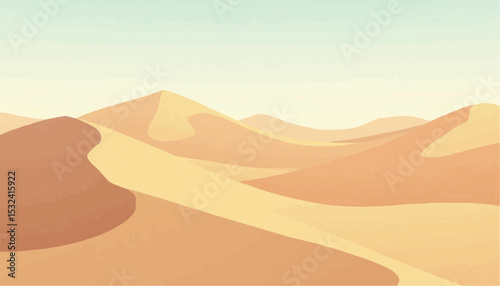 Desert landscape with sand dunes and blue sky