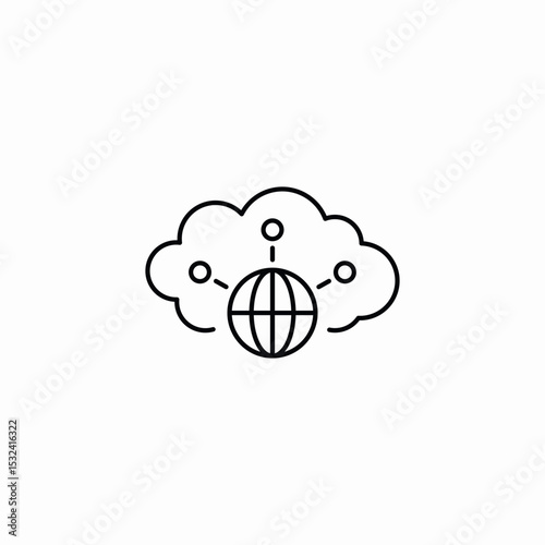 worldwide cloud network icon sign vector