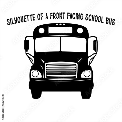 Front View Silhouette of Classic School Bus Illustration.