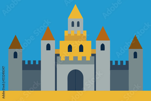 Majestic Medieval Castle Illustration Fairytale Fortress Design