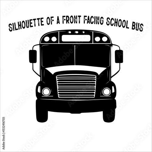 Front View Silhouette of Classic School Bus Illustration.