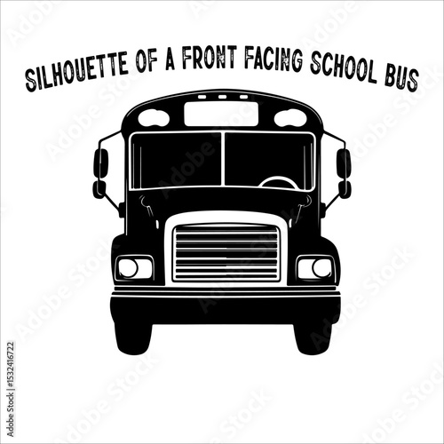 Front View Silhouette of Classic School Bus Illustration.