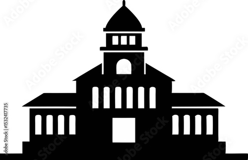 University Building Silhouette Vector Illustration