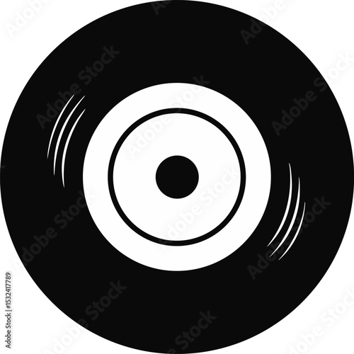 Vinyl Record Silhouette Vector Illustration 