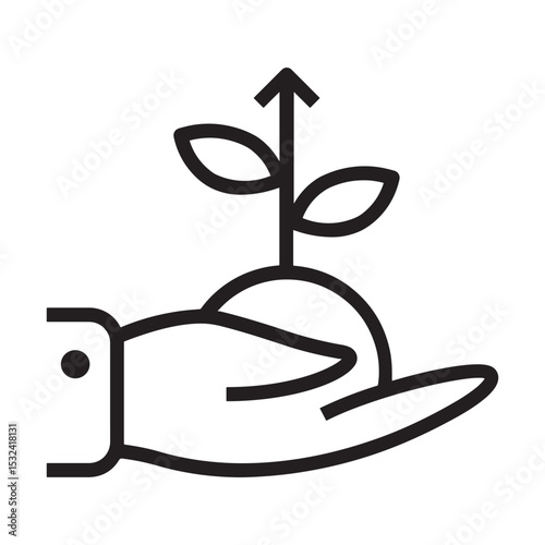 Investment Support Icon – Hand Holding Up Growing Financial Graph Vector