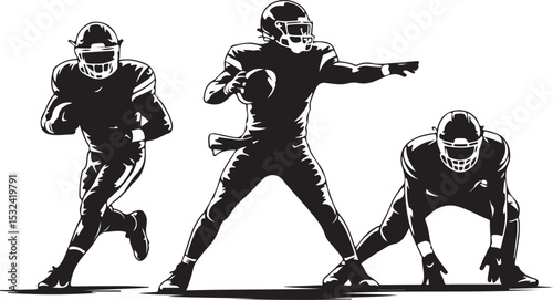 American Football Silhouette – Player Action & Game Pose Vector

Touchdown Football SVG – Helmet, Ball & Gridiron Clipart

Quarterback Throw Silhouette – Dynamic Sports Design

Running Back Vector – A