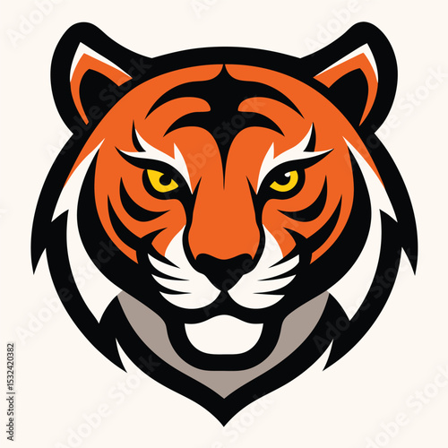 Striped tiger head vector illustration for wild animal design