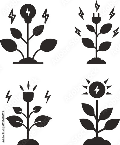 Growing plants powered by energy ideas plug and sun  vector illustration symbol