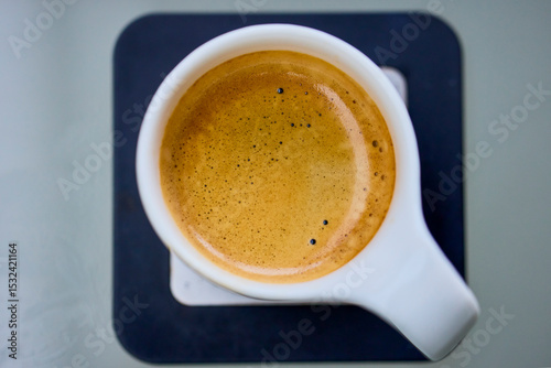 a cup of coffee seen from above