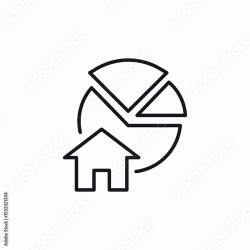 house pie chart icon sign vector