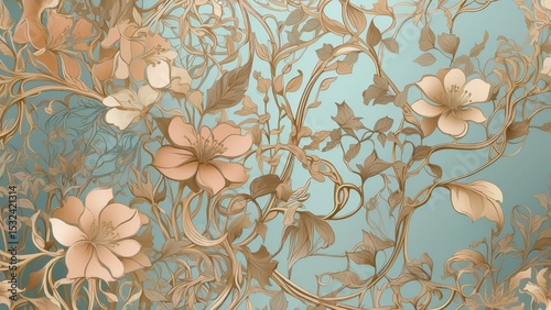 Elegant Floral Design Featuring Delicate Roses and Golden Accents