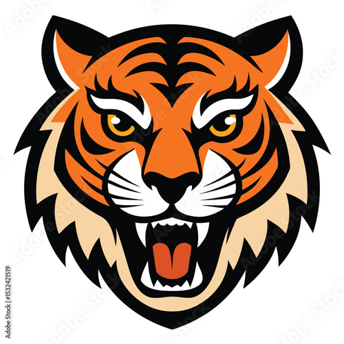 Tiger head vector illustration for a wild animal tattoo mascot design