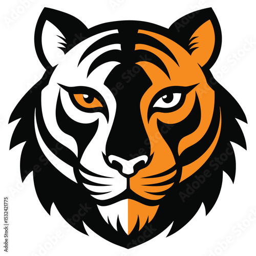 Stylized vector illustration of a wild tiger head, perfect for a tribal tattoo or animal mascot design
