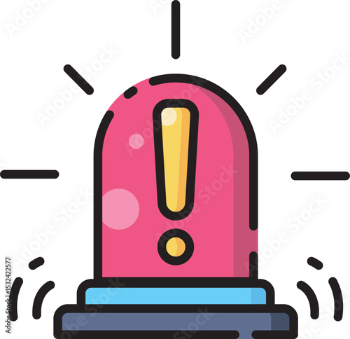 Alert vector icon with red emergency signal, ideal for notifications, warning signs, or safety alert interface design.