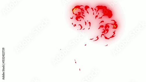 Cartoon fire , fire cartoon graphics, anime fire. Set cartoon loop animation fire or flame isolated on white background. 