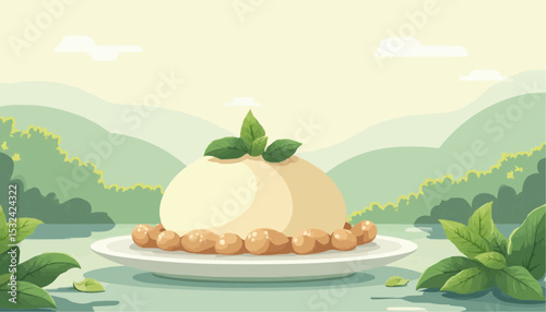 Dumpling with Nuts and Mint in Natural Setting