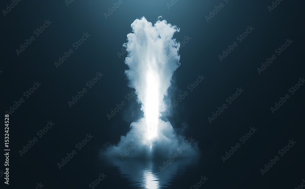 Naklejka premium Abstract Light Pillar Emerging from Clouds