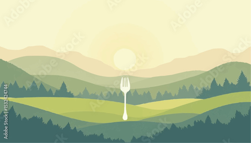 Fork in Green Mountain Landscape