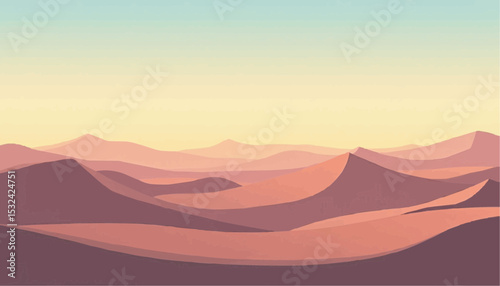 Minimalist Desert Landscape with Sand Dunes