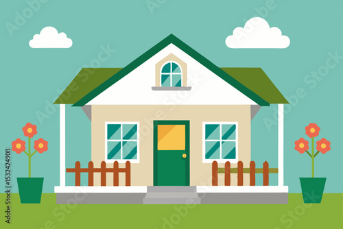Charming Suburban House Dream Home Exterior Design with Flowers and Porch