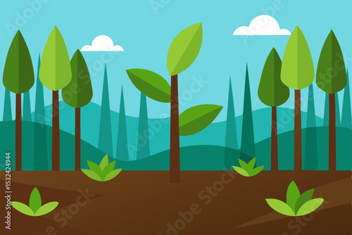 Vibrant Spring Landscape Lush Greenery, Blooming Plants, and Serene Forest