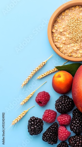 Delicious Oatmeal Bowl with Berries and Fruit Healthy Breakfast