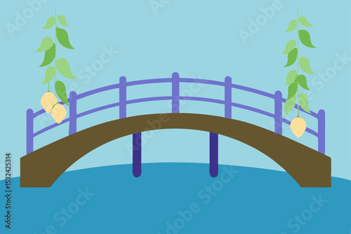 Serene Wooden Bridge over Calm Water with Lush Greenery A Tranquil Scene