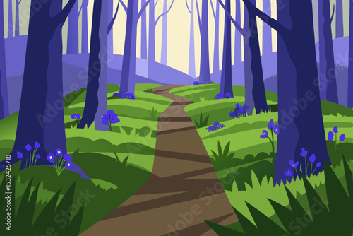 Enchanted Forest Path A Serene Springtime Walk Through the Woods