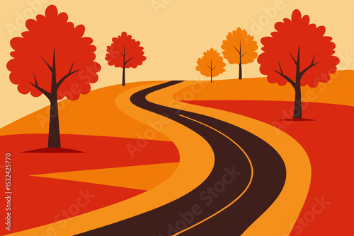 Autumn Road Trip Winding Road Through Colorful Fall Foliage