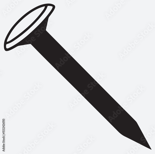 nail icon silhouette vector art illustration, hammer and nail