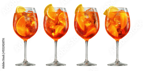 Realistic Cocktails in Bright Colors on White Background Clipping Paths