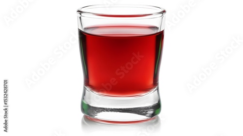 Red Liquid in a Clear Glass Shot Glass, Close-up Studio Shot
