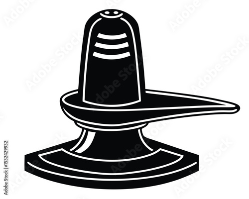 A black and white illustration of a symbolic representation of lord shiva’s lingam. shiva, lingam, hindu, hinduism, symbol, religious.