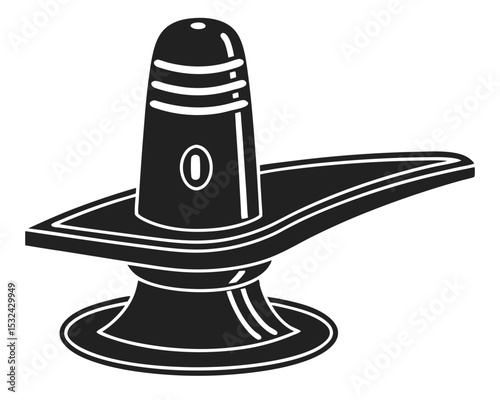 Black and white vector illustration of a shivling representing hindu god shiva. shivling, shiva, hinduism, religious symbol, hindu.