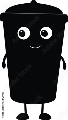 Bin – black silhouette on white background