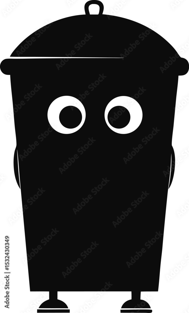 Bin – black silhouette on white background