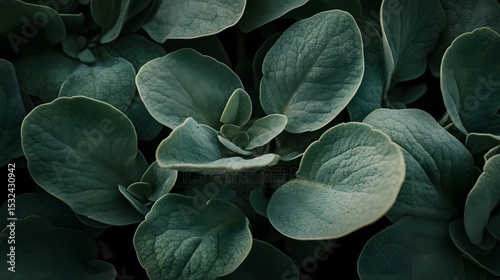 Closeup Dark Green Plant Leaves Lush Foliage Texture