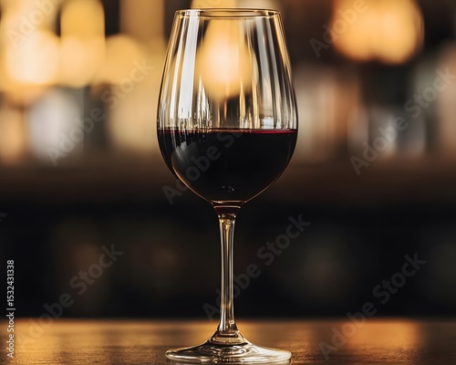 Elegant Glass of Red Wine on Dark Wood Table