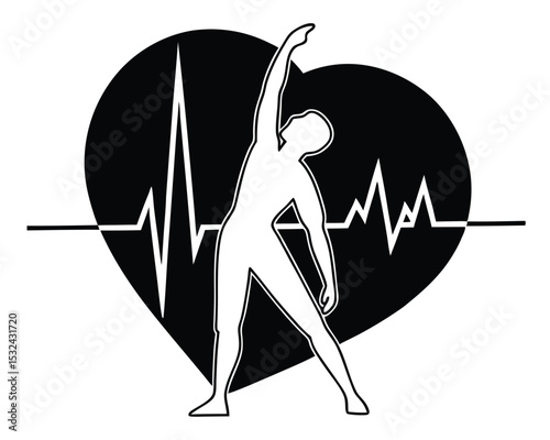 Healthy lifestyle symbol fitness heartbeat exercise wellness and healthcare concept.